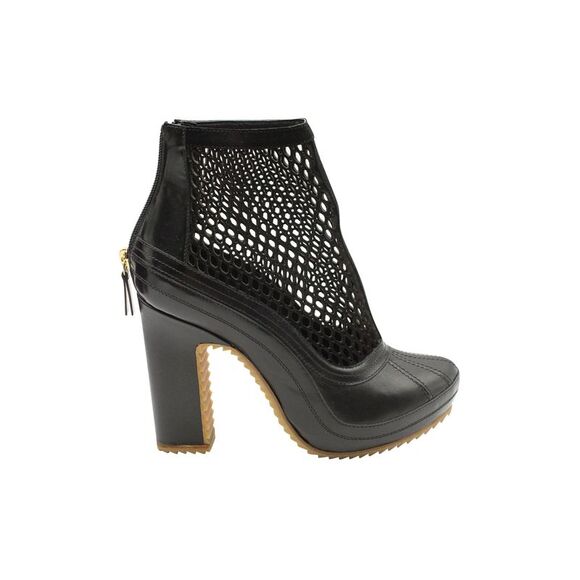 Sacai x Pierre Hardy Mesh Ankle Boots in Black Leather